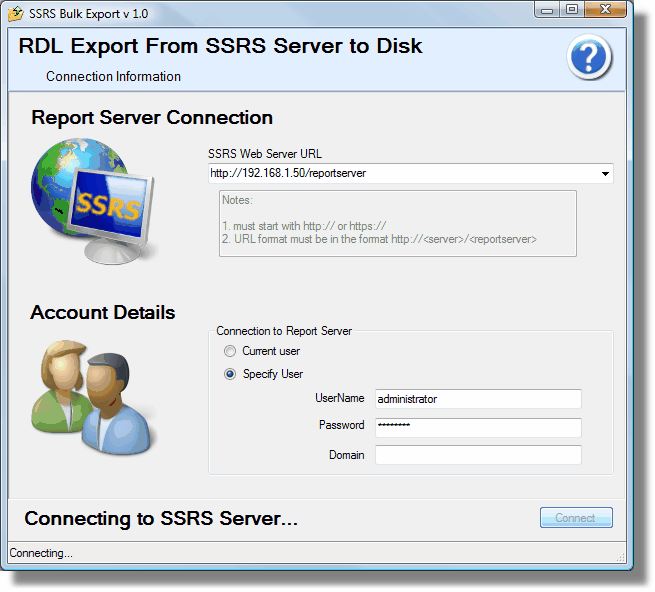 SSRSExportMainconnecting